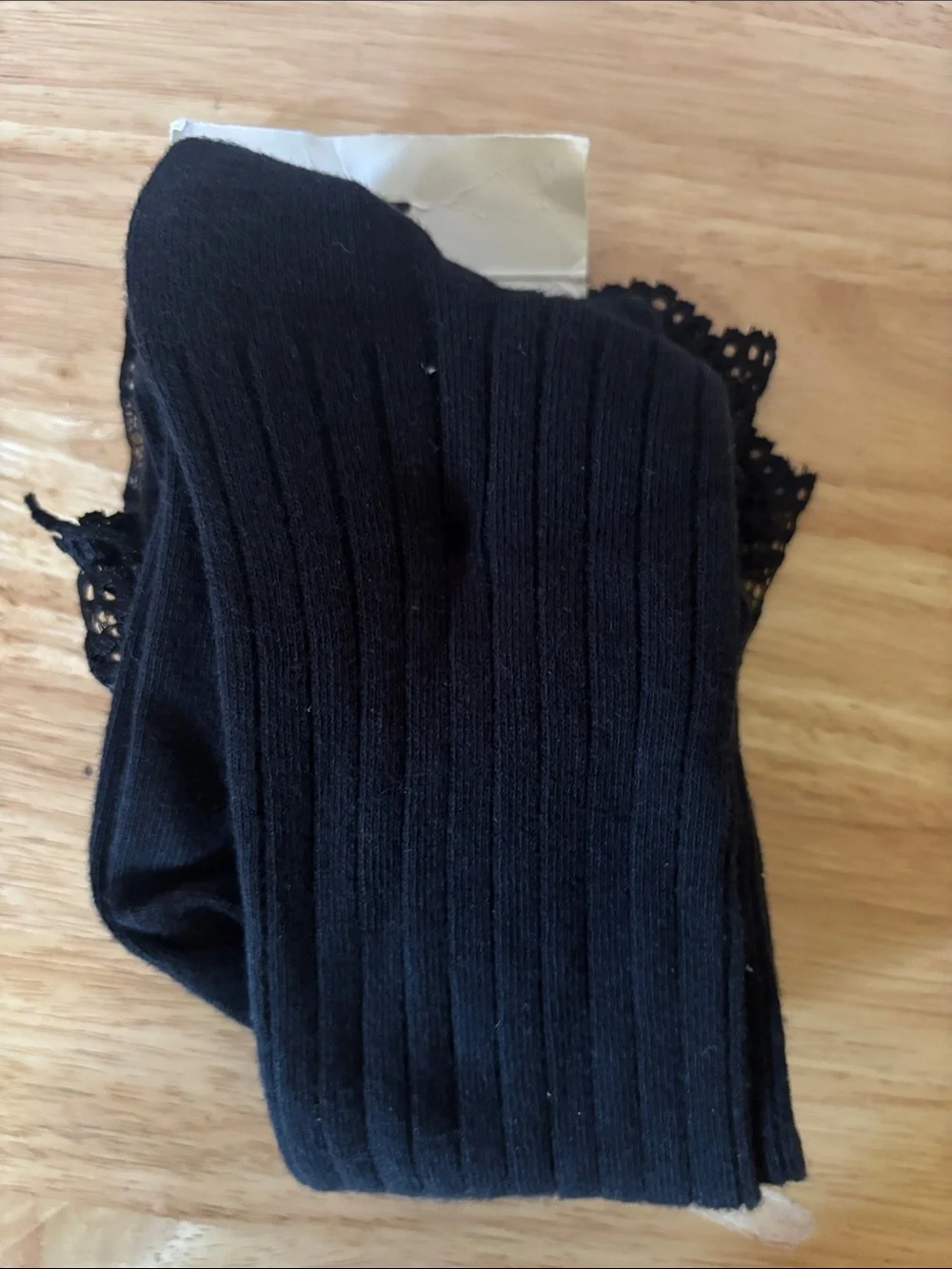 Forever 21 Black Over-the-Knee Lace Trim Socks